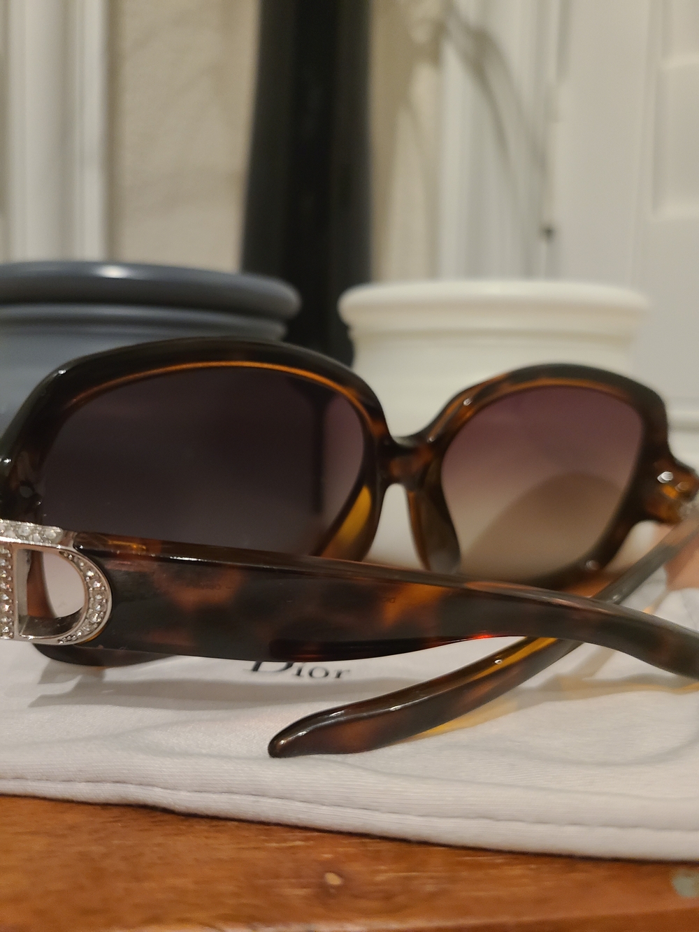 Dior Women's Oversized Tortoiseshell Sunglasses with Crystal 'D' Accent